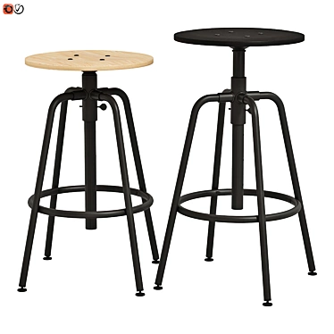 KULLABERG Black Pine Stool 3D model image 1 