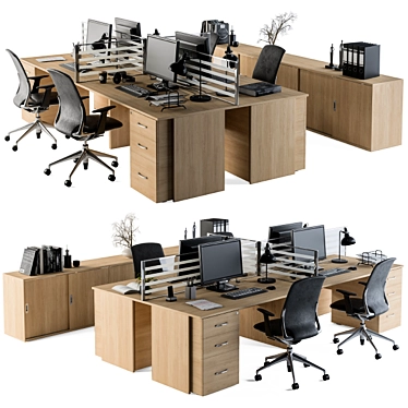 Modern Office Furniture Set 3D model image 1 