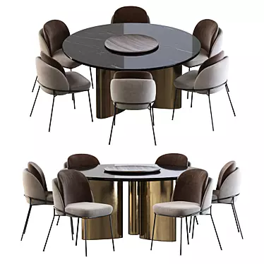Sea Foam Dining Set: Modern Baron Chair & Round Table 3D model image 1 