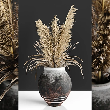 Vintage Vase with Dry Plants 3D model image 1 