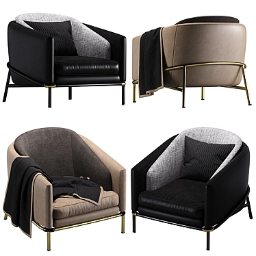 Luxury Fil Noir Leather Armchair 3D model image 1 