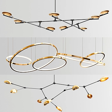 Contemporary Drop Disc Chandelier: Lohja Collection 3D model image 1 