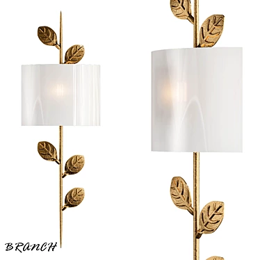 Modern Leafy Branch Sconce 3D model image 1 