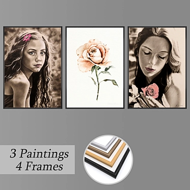 Elegant Wall Art Set with Versatile Frames 3D model image 1 