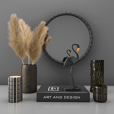 Modern Decorative Set with Dry Plant 3D model image 1 