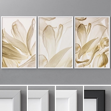 Modern Abstract Triptych Photo Frames 3D model image 1 