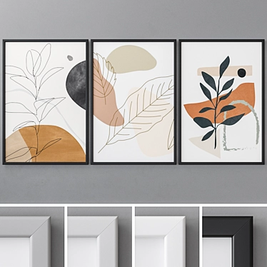 Modern Abstract Triptych Photo Frames 3D model image 1 