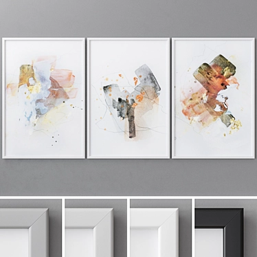 Abstract Triptych Photo Frames 3D model image 1 