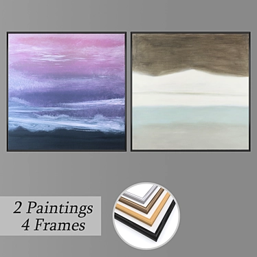 Decor Set: 2 Paintings & 4 Frames 3D model image 1 