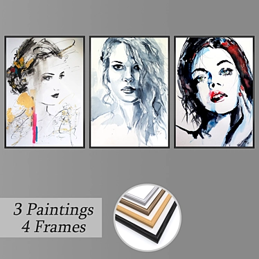 Gallery Collection: 3-Piece Wall Paintings 3D model image 1 