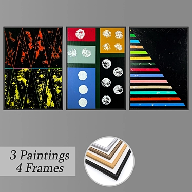 Elegant Framed Wall Paintings 3D model image 1 