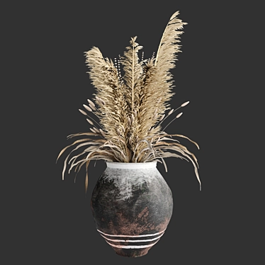 Dry Plant Bouquet in Vintage Vase 3D model image 1 