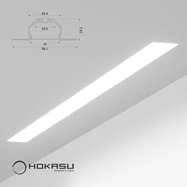 Sleek Edgeless Linear Luminaire - HOKASU 49/32 3D model image 1 