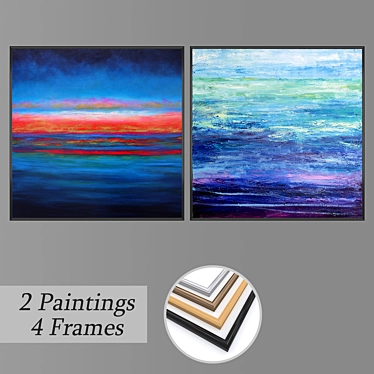 Modern Art Wall Paintings Set 3D model image 1 