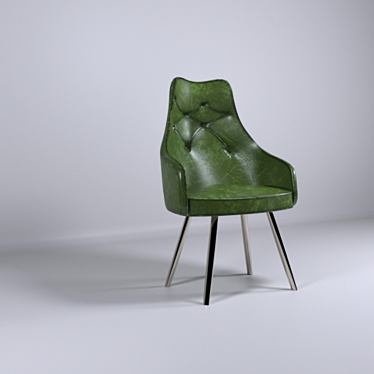 Buttoned Green Leather Dining Chair 3D model image 1 