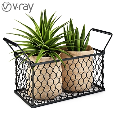 Lush Greenery in Basket 3D model image 1 