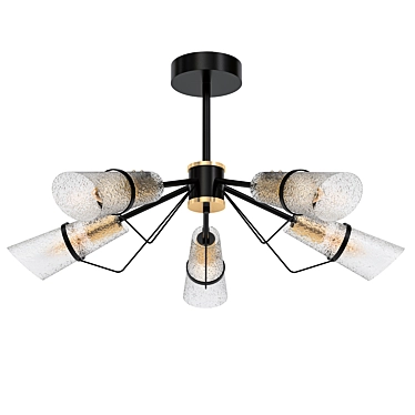 Wave Glass Chandelier | Brown Metal Frame | Transparent Shades 3D model image 1 