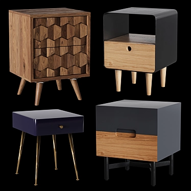 Vintage-Inspired Bedside Table 3D model image 1 