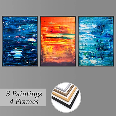 Modern Wall Art Set with Varied Frames 3D model image 1 