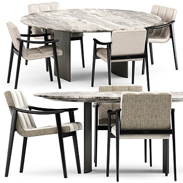 Sleek and Stylish: FYNN Chair & LINHA Dining Table 3D model image 1 