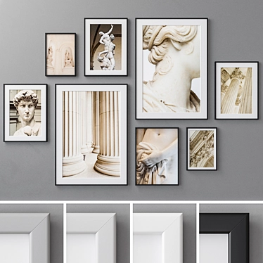 Versatile Multi-Size Photo Frames Set 3D model image 1 