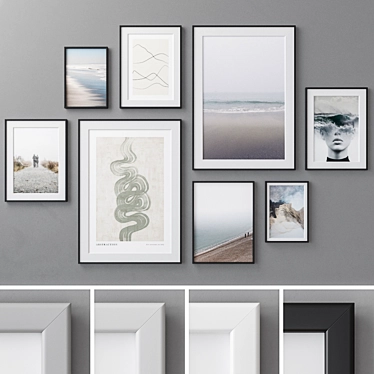 Stylish Picture Frames Set 3D model image 1 