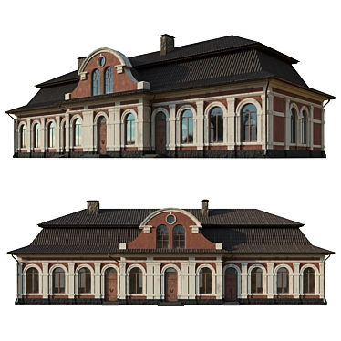 3D Station Building with Full Texture 3D model image 1 