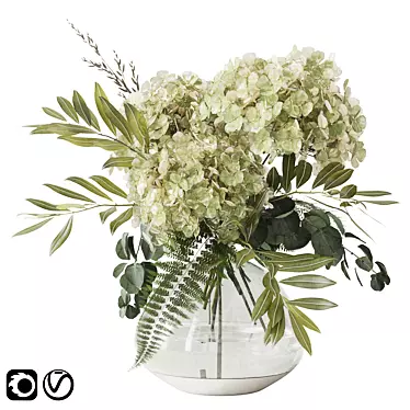 Vibrant Green Hydrangea Bouquet 3D model image 1 