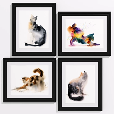 Contemporary Style Cat Art Set 3D model image 1 