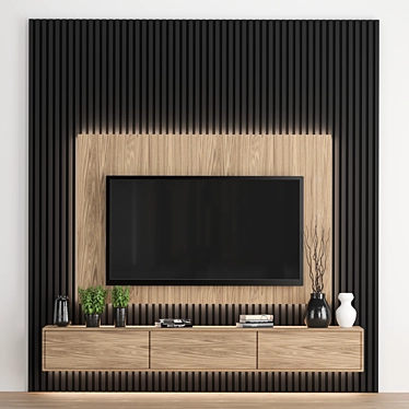 Modular TV Wall: High-Quality Render-Ready Design 3D model image 1 