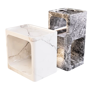 Eichholtz Adler and Vesuvio: Marble Side Tables 3D model image 1 