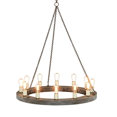 Crate & Barrel Geoffrey 36" Wood Chandelier 3D model image 1 