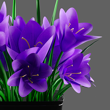 Spring Splendor: Crocus Bouquet in Vase 3D model image 1 