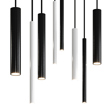 Sleek Metal LED Pendant Lamp 3D model image 1 