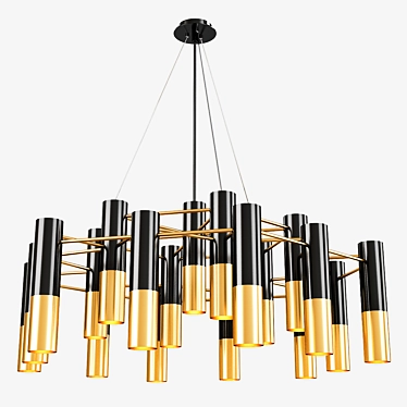 Midcentury Chandelier w/ IKE Tunnel Shades 3D model image 1 