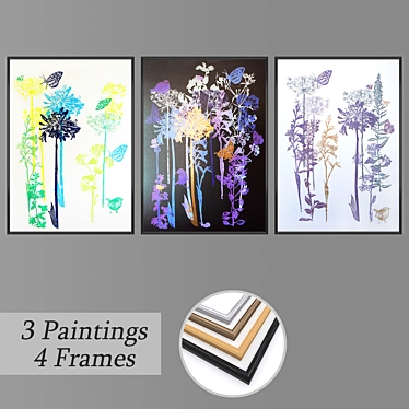 Elegant Wall Art Set: No 1795 3D model image 1 