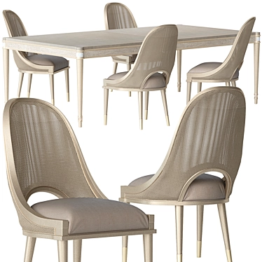 Elegant Cane Chair Set 3D model image 1 
