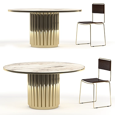 Futuristic Cyber Dining Set: Table & Chair 3D model image 1 