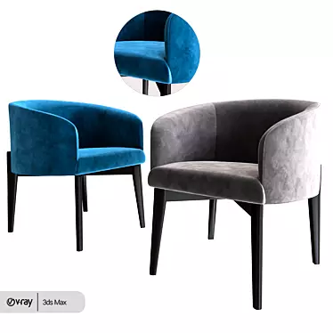 Modern Peggy Blue Armchair 3D model image 1 