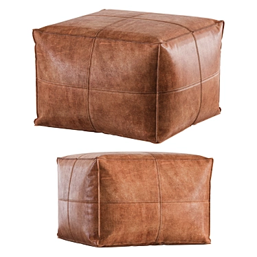Modern Leather Pouf: Sleek CB2 Design 3D model image 1 