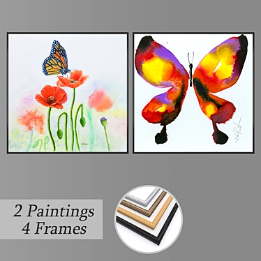 Elegant Wall Painting Set 3D model image 1 