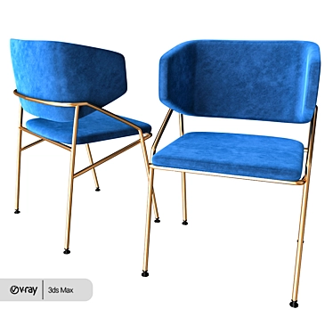 Royal Blue Ebony Armchairs 3D model image 1 