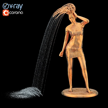 Graceful Water Maiden Sculpture 3D model image 1 