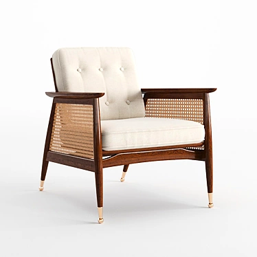 Nadia Caned Accent Chair: Boho Chic Seating 3D model image 1 