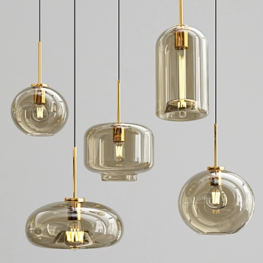 VILMO - Stylish Glass and Metal Pendant Light 3D model image 1 