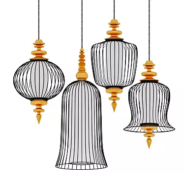 Thai-Style Pendant Lamp: Authentic Elegance 3D model image 1 