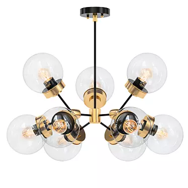 Sleek Black & Brass Sputnik Chandelier 3D model image 1 