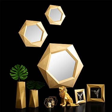 Golden Gems: Antique Faceted Decor Set 3D model image 1 