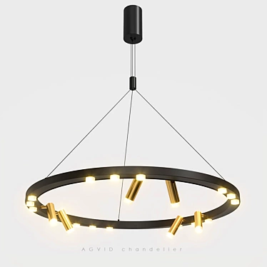 Designer Gold/Black Chandelier 3D model image 1 