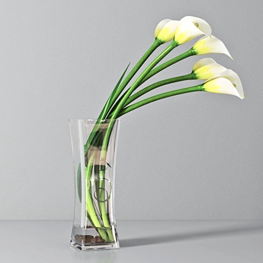 Elegant Calla Lily Vase 3D model image 1 